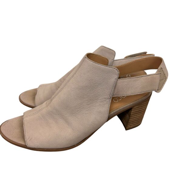Franco Sarto Helix Peep Toe Sling Back Stacked Heel Sandal Women’s 9.5 Cashmere - Picture 2 of 8